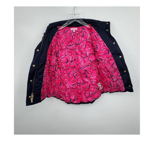 Lilly Pulitzer Isabelle puffer vest down filled XS zip front quilted navy blue - Picture 7 of 12